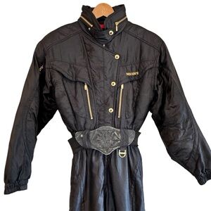 Vintage Descente Ski Suit Snowsuit Japan Women’s 8 One Piece Black Retro 80s 90s